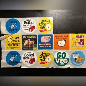 PETA Vegan stickers.

Pet and smoke free home.